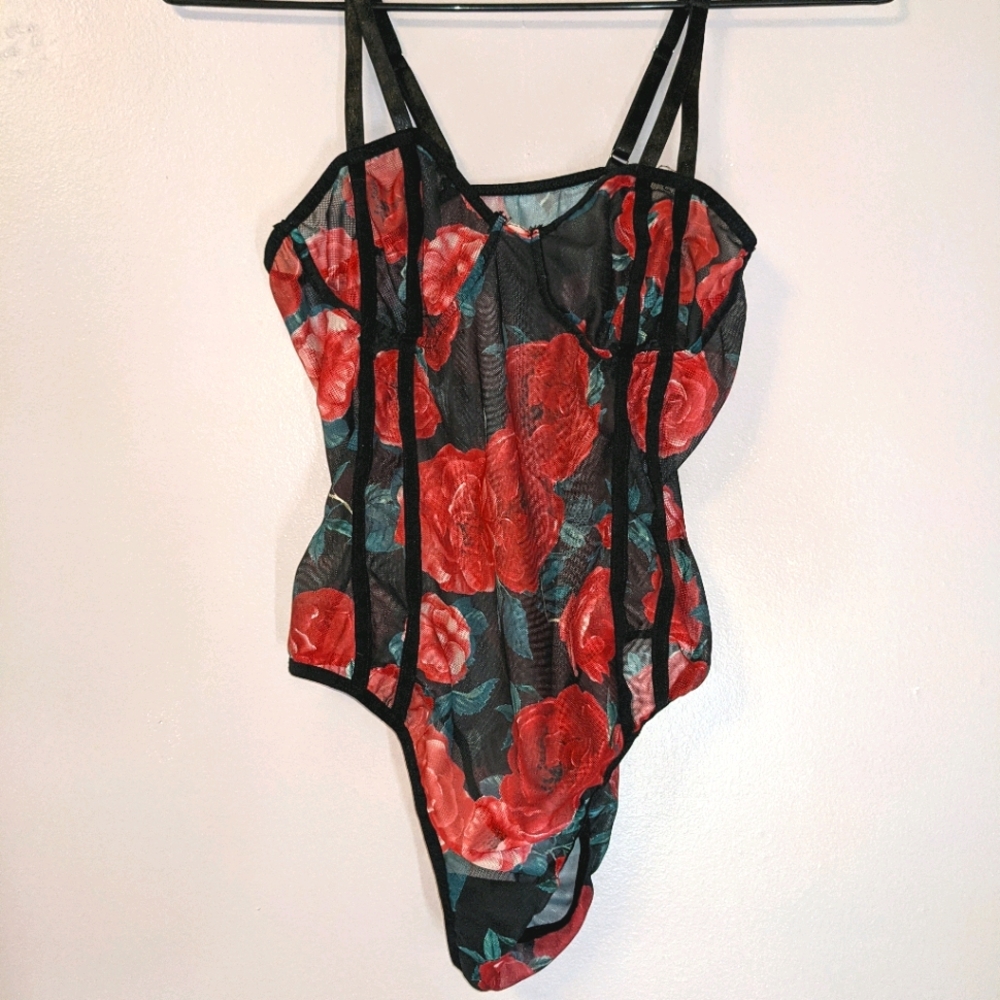 Rose Red Sexy Bodysuit Lingerie